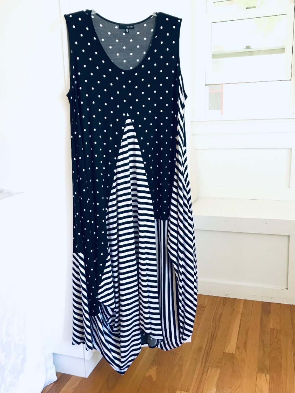 SUN KIM Sleeveless Maxi Dress Polka Dot Black and White Women’s Plus Size 1X